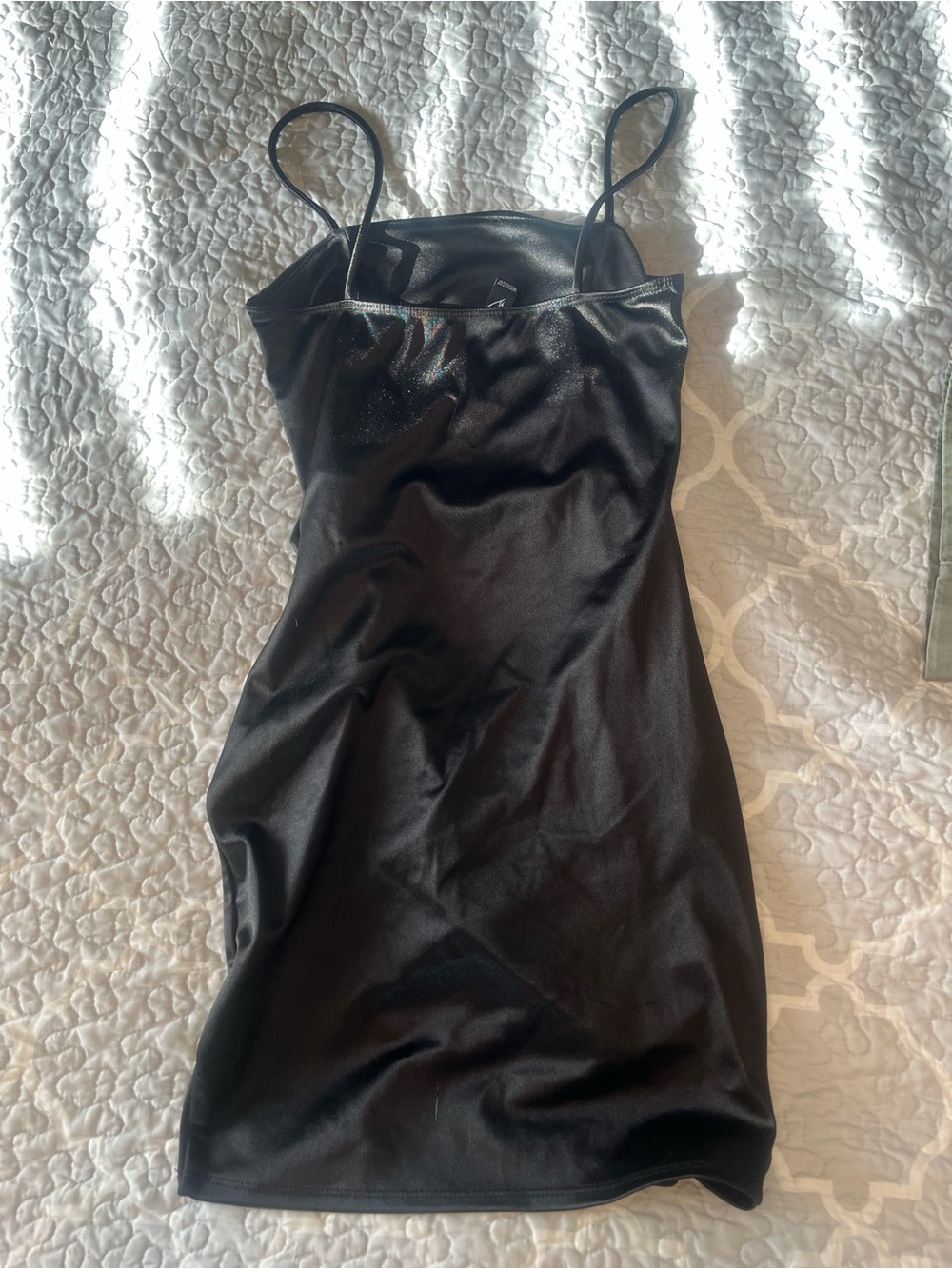 Black Spaghetti-Strap Satin Slip Dress - Picture 4 of 4